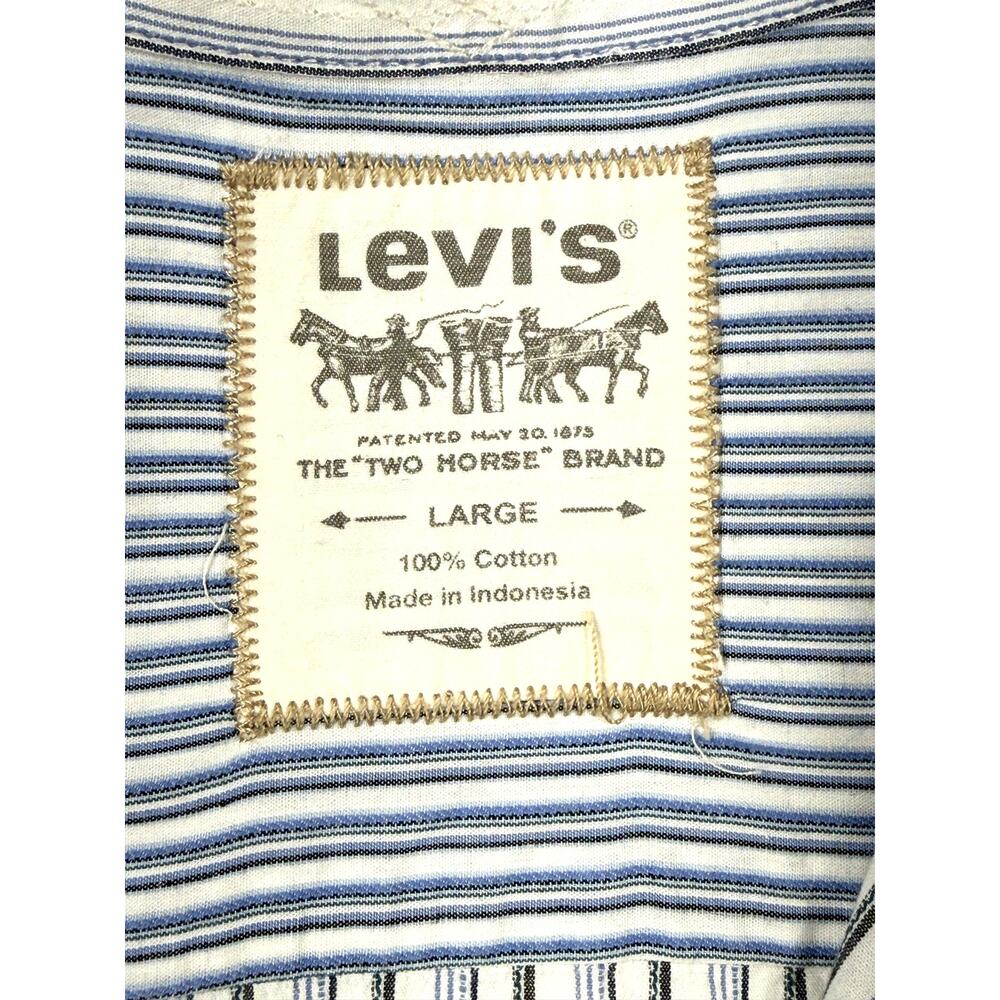 LEVI'S Multi Striped men's Floral Graphic Long Sleeve Cotton Shirt Sz L - Picture 3 of 13